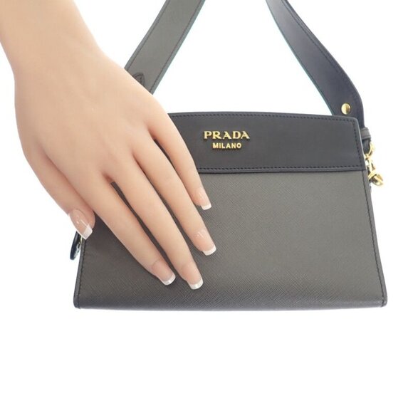 Prada Esplanade Bag 1 Bh043 Shoulder Bag Saffiano Gray Black